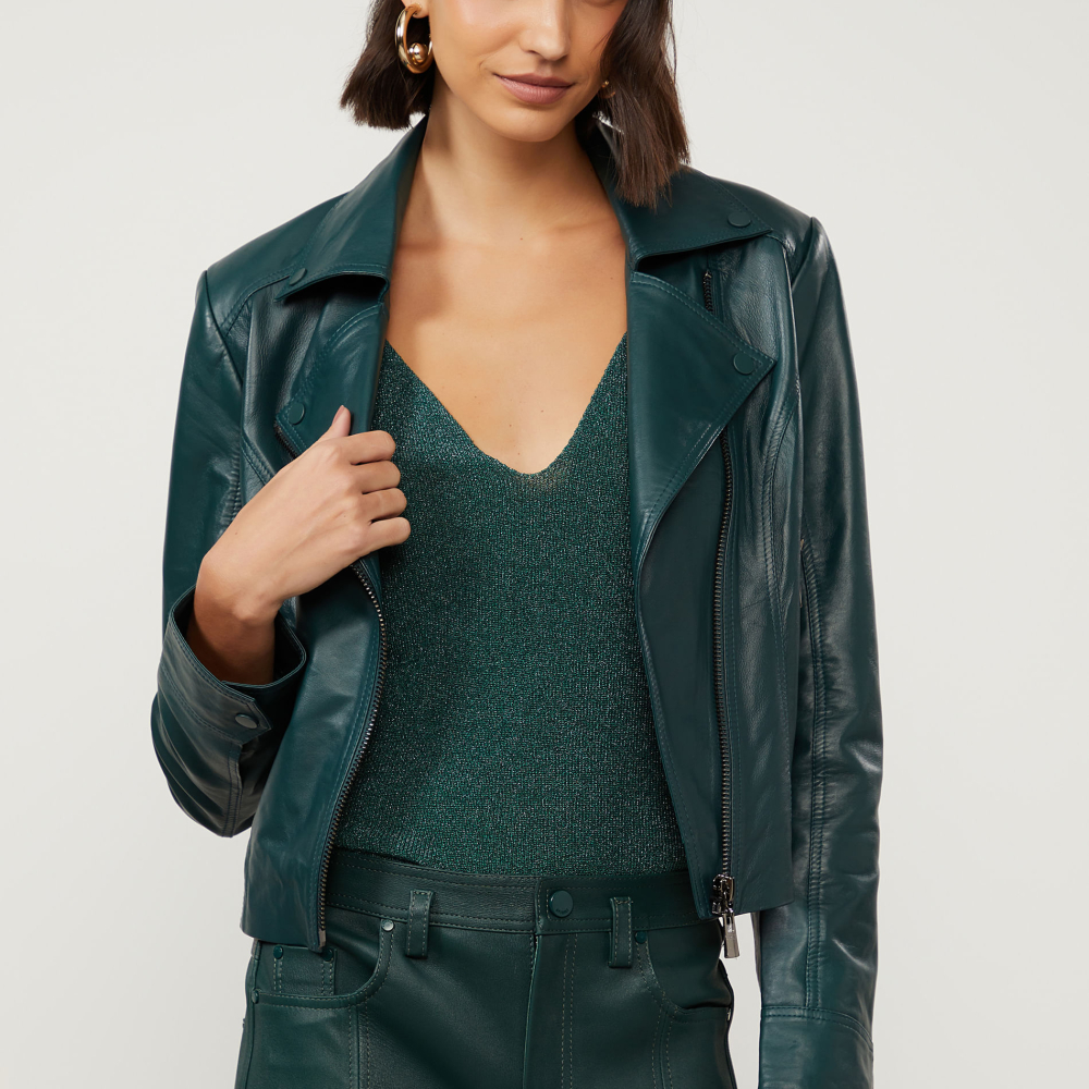 Jaqueta De Couro Perfecto Verde