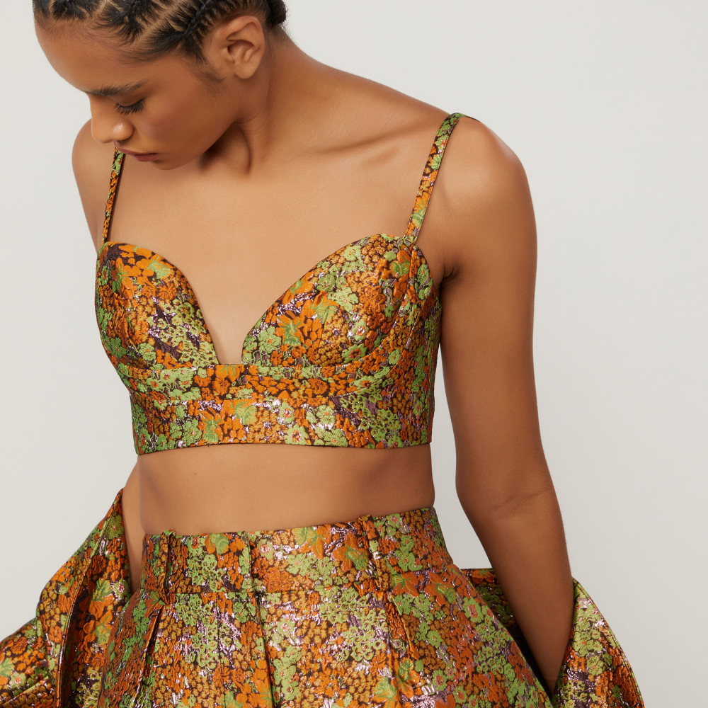Top Cropped Mini Flower Com Recorte