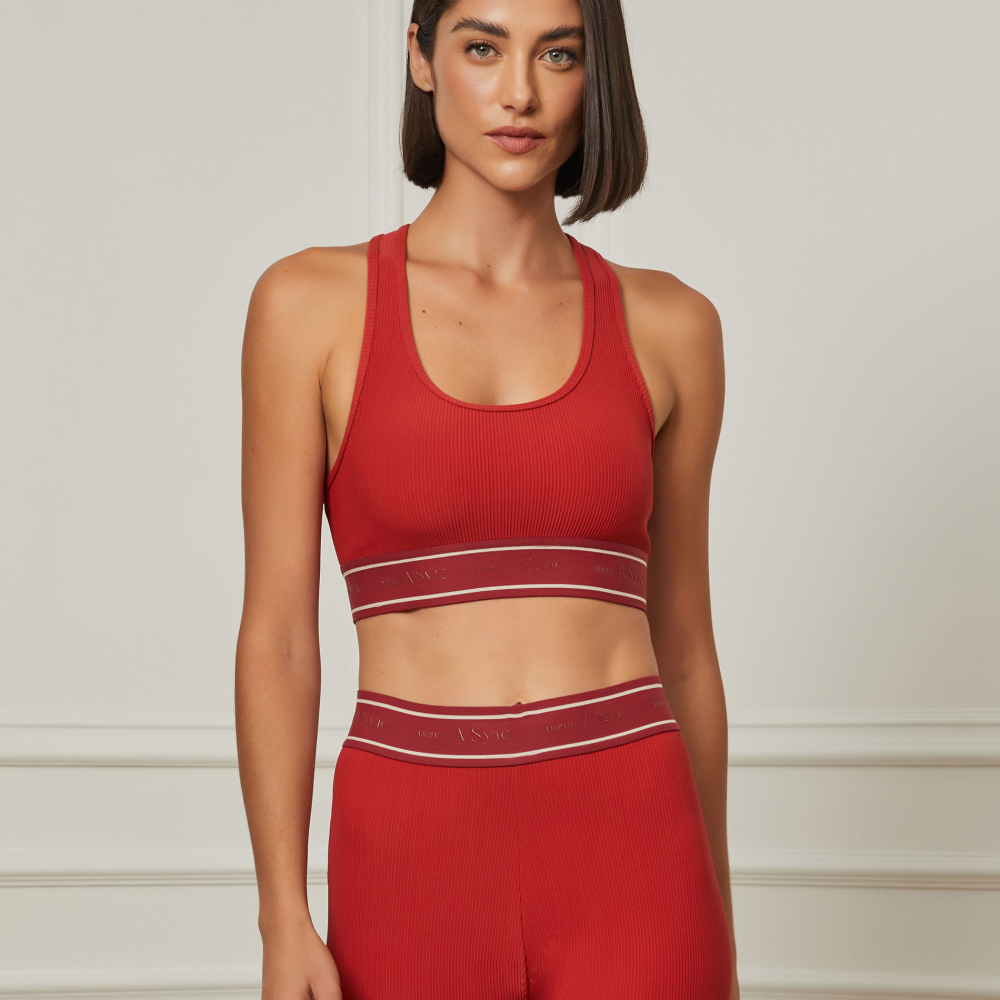 Top Elastic Textura Vermelho Terroso