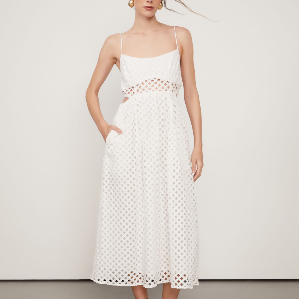 Vestido Com Recorte Laise Off White