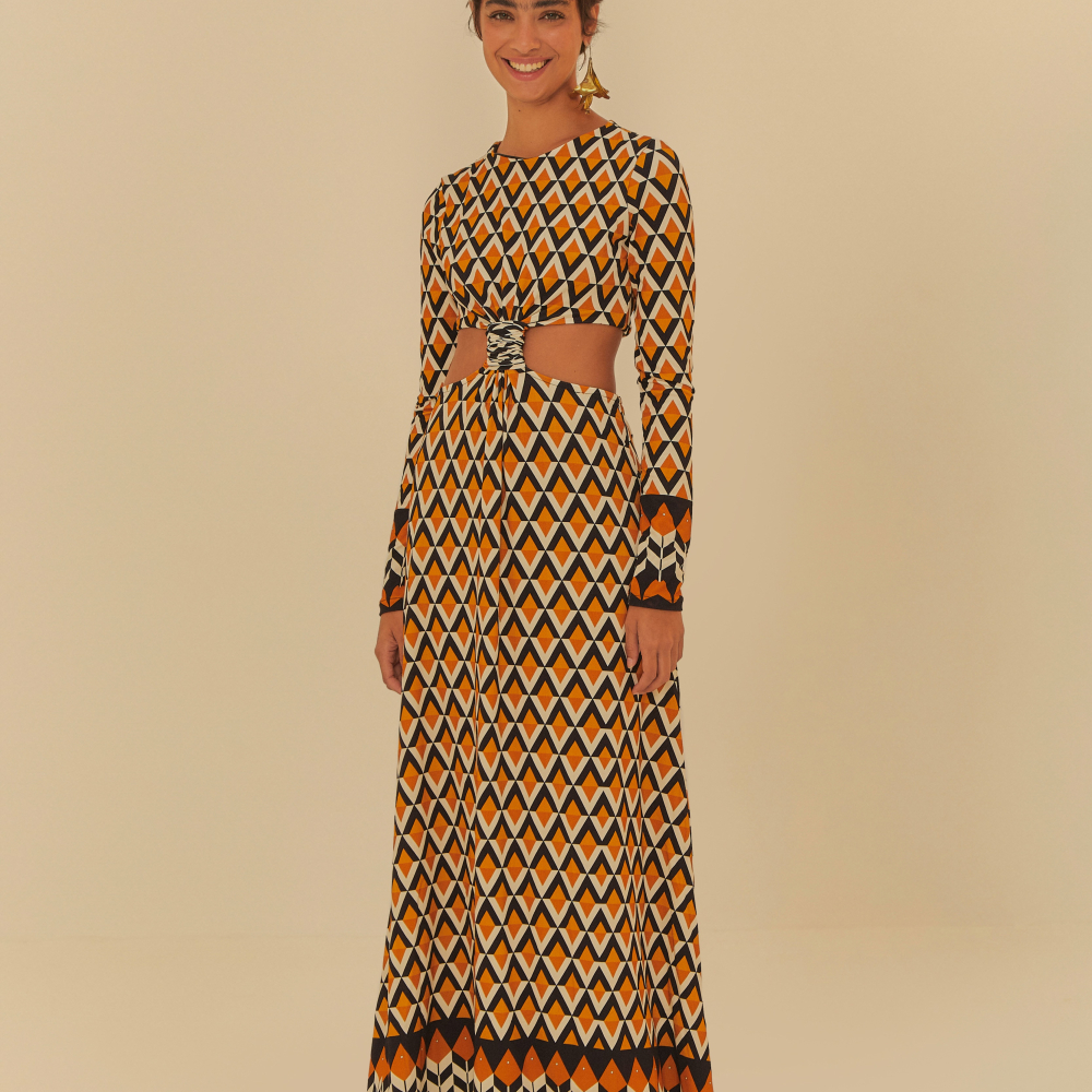 Vestido Cropped Estampado Tambaqui
