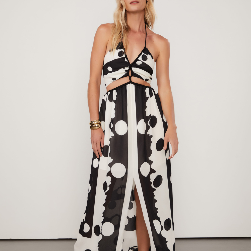 Vestido Longo Com Amarracao No Busto