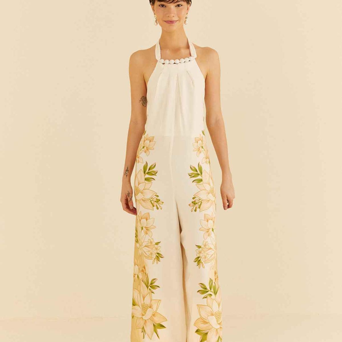 Macacão Pantalona Estampado Floral Magia