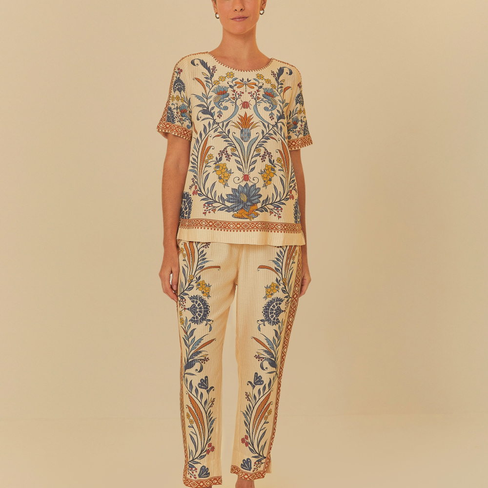 Calça Estampada Leveza Romântica