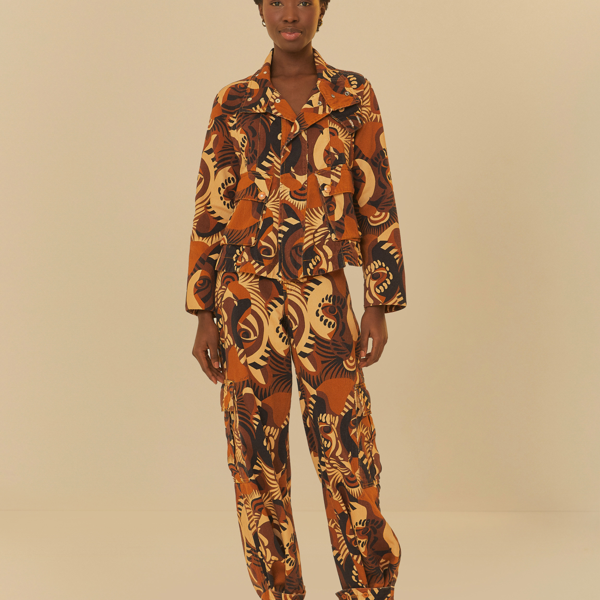 Calça Sarja Estampada Tigre Da Noite