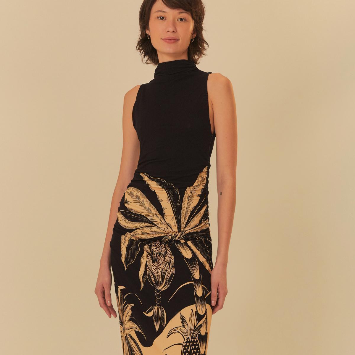 Vestido Midi Estampado Floresta Praiana