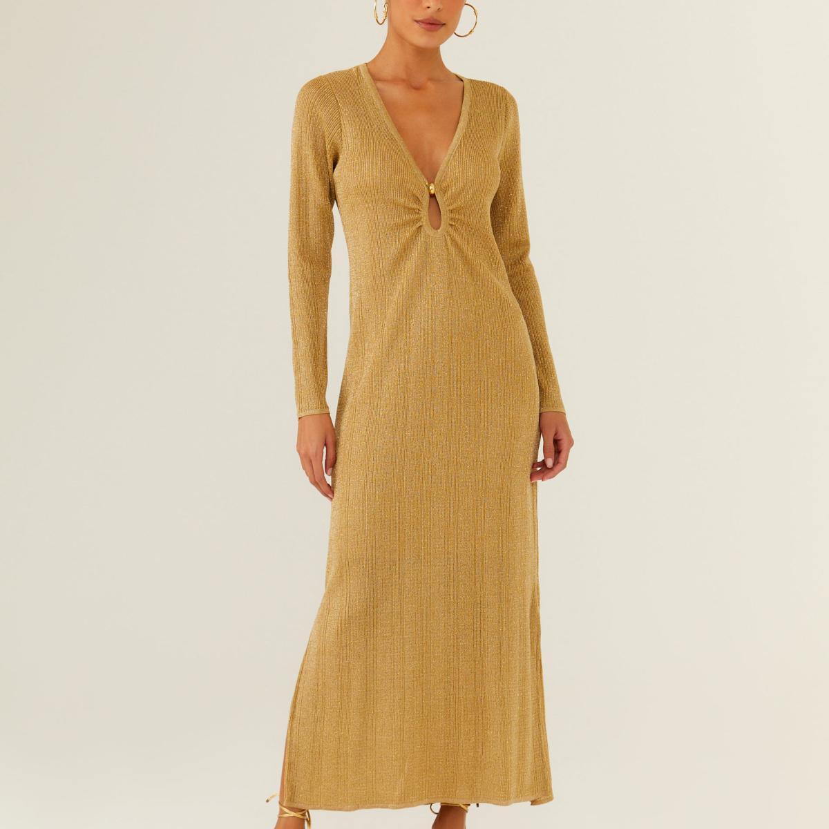 Vestido Tricot Lurex Argola