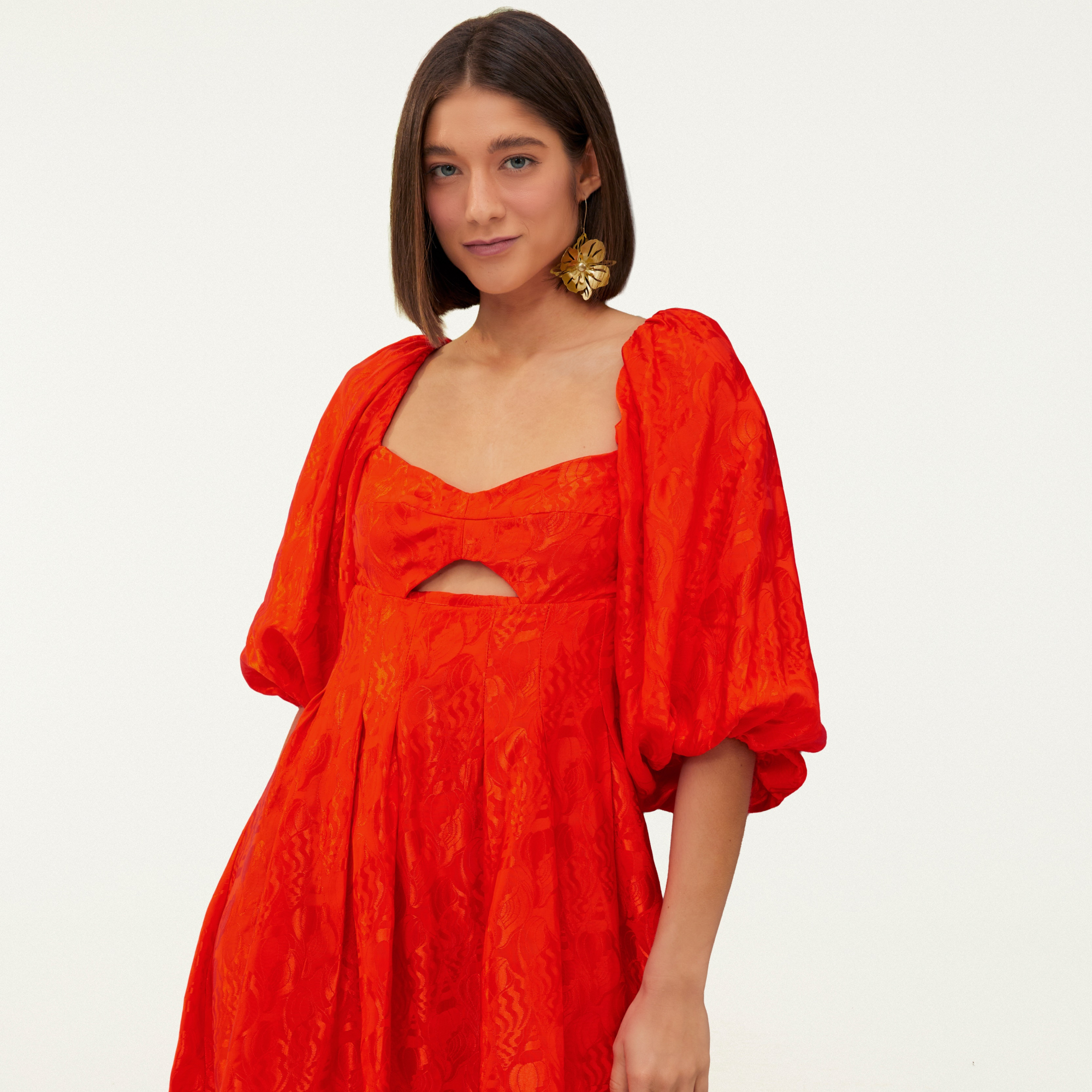 Vestido Curto Jacquard Concha Do Mar