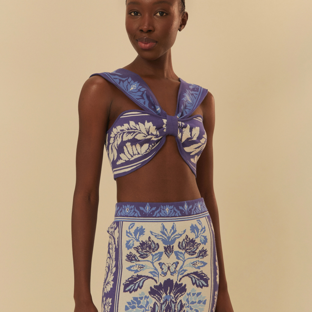 Top Jacquard Estampado Jardim De Concha