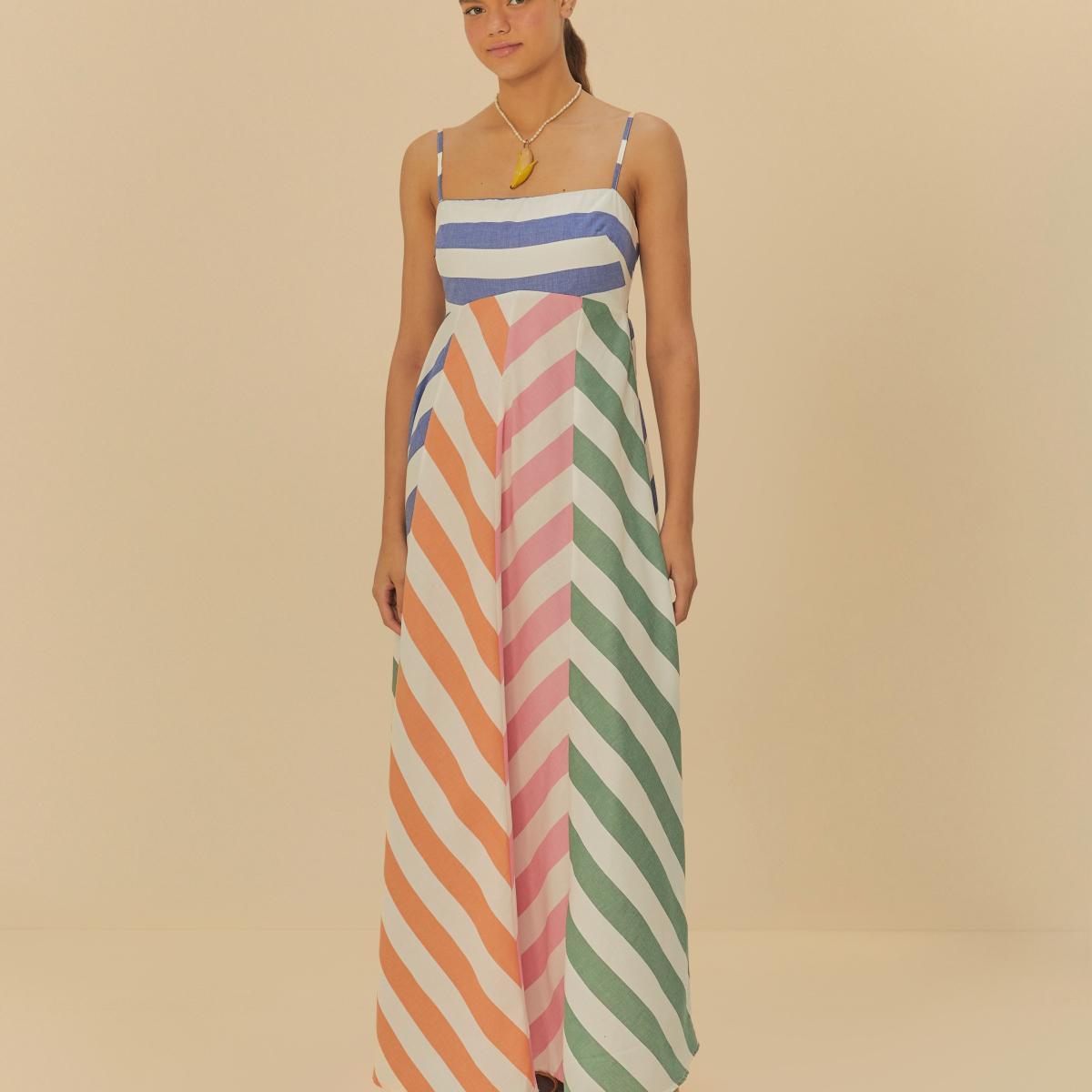 Vestido Patch Estampado Mistura De Listra