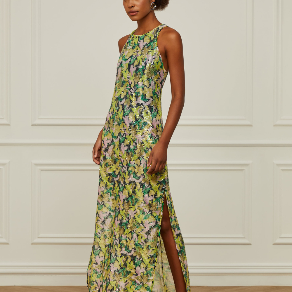 Vestido De Paete Com Decote Nadador Estampa Floral Peggy