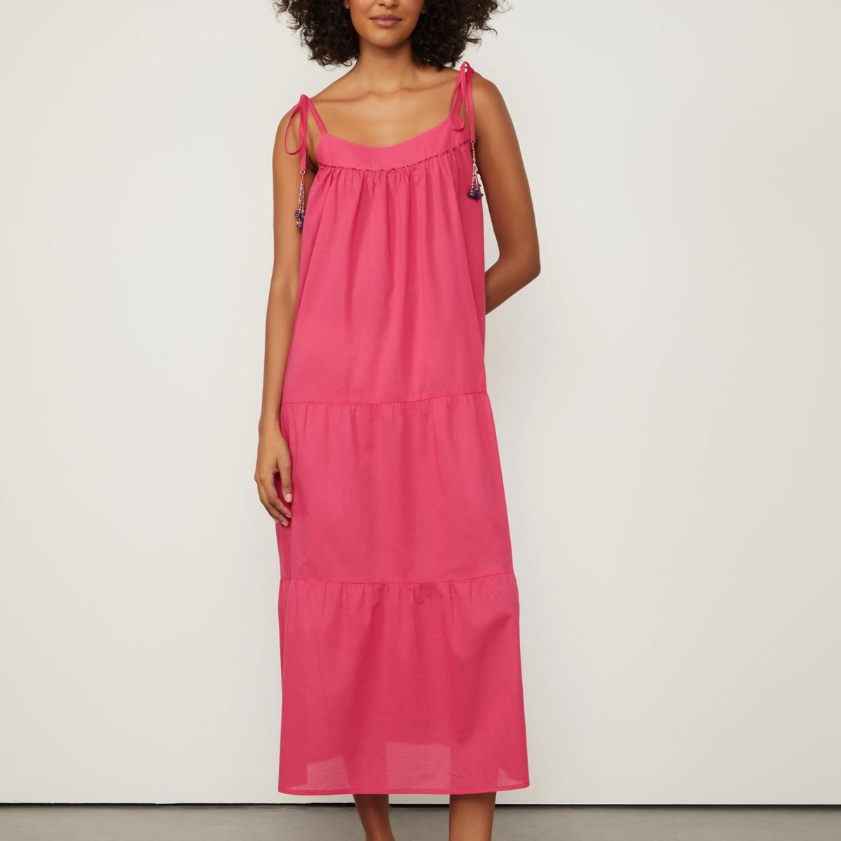 Vestido Regata De Voil Longo Detalhe Miçanga