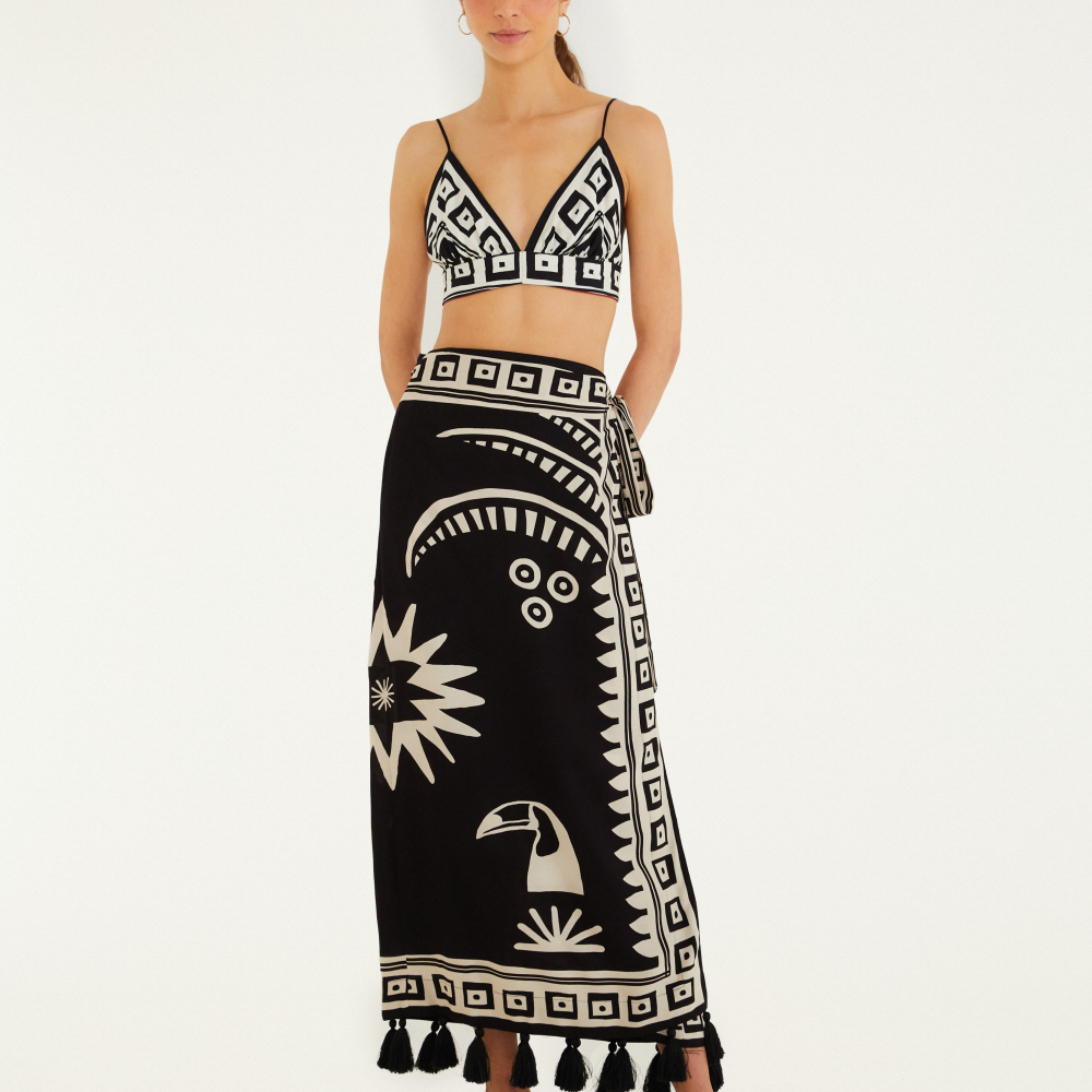 Saia Pareô Estampada Lenço Tropicano