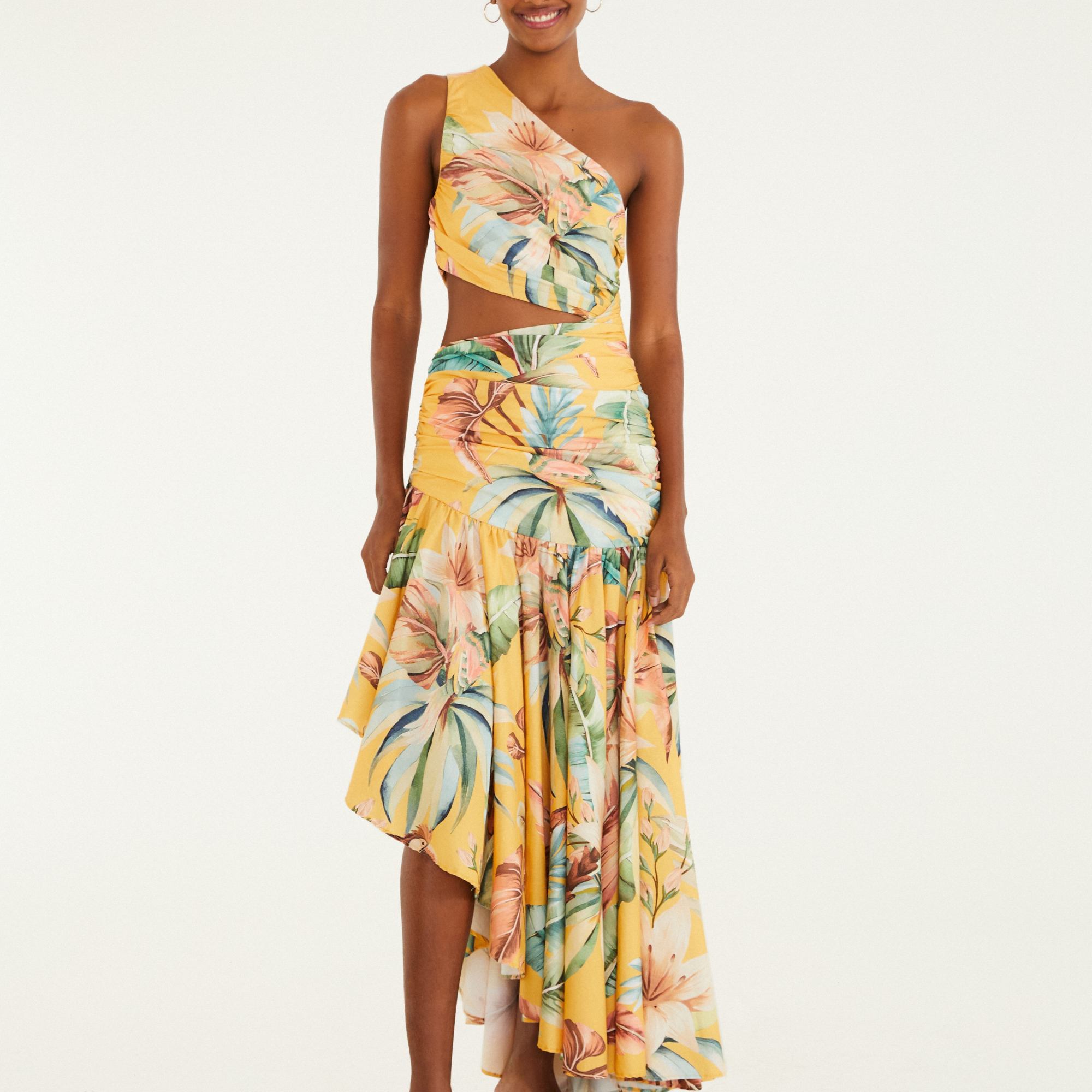 Vestido Cropped Ombro Só Estampado Tropicália