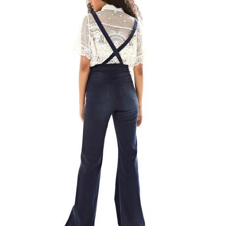 Jardineira Flare Ziper Denim Jardineira Flare Ziper Denim