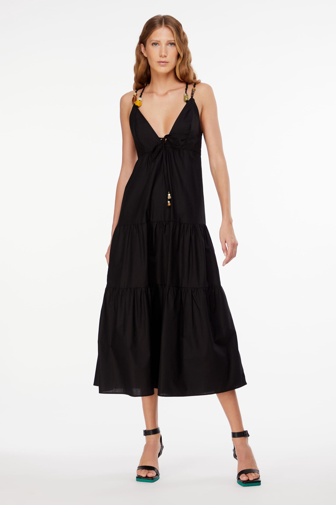 Vestido Midi Algodao Pedras