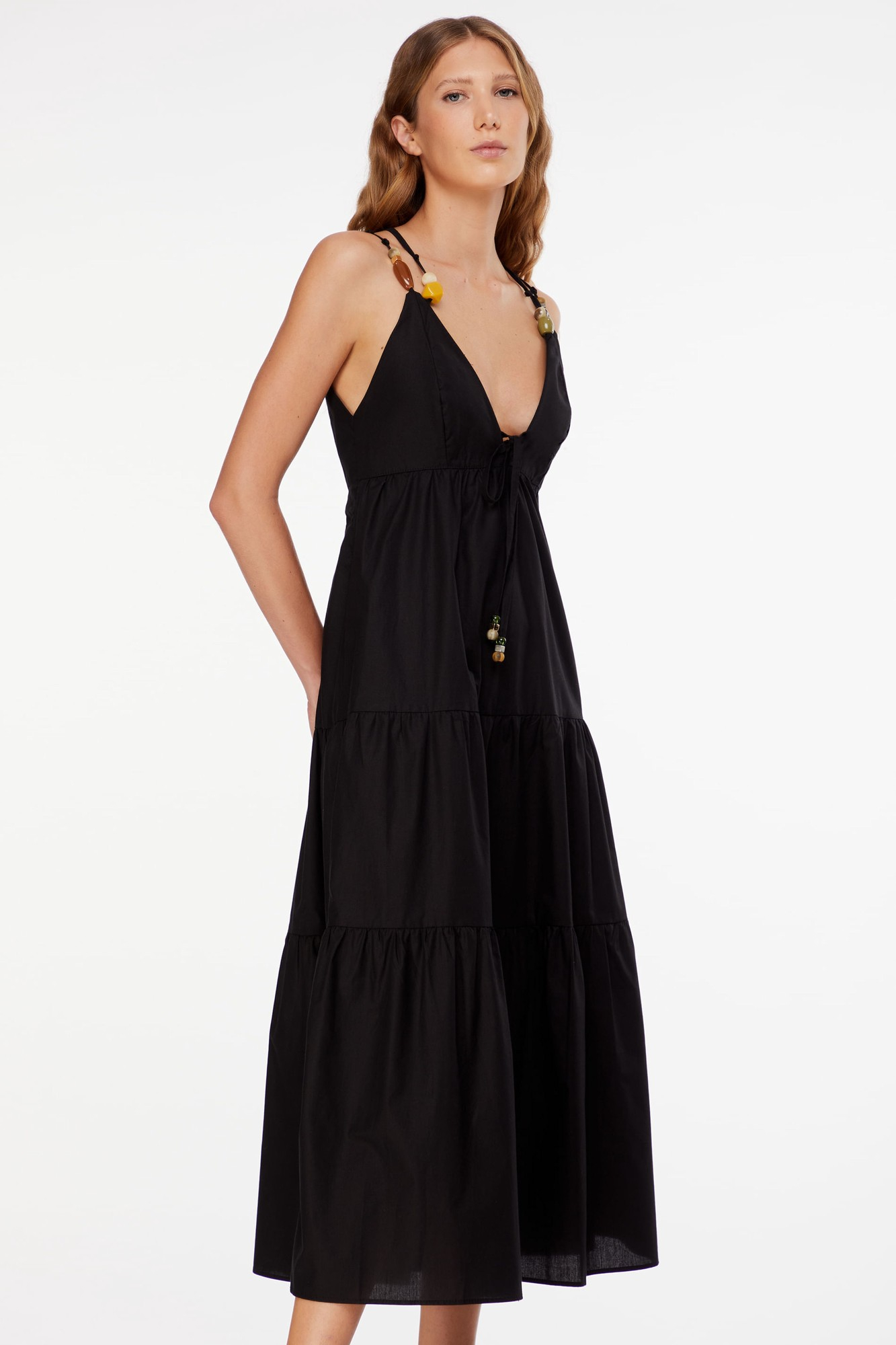 Vestido Midi Algodao Pedras