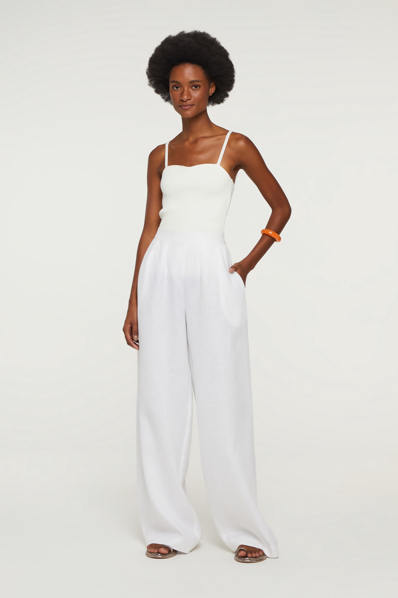 Top Com Alça Canelado Tricot Basic
