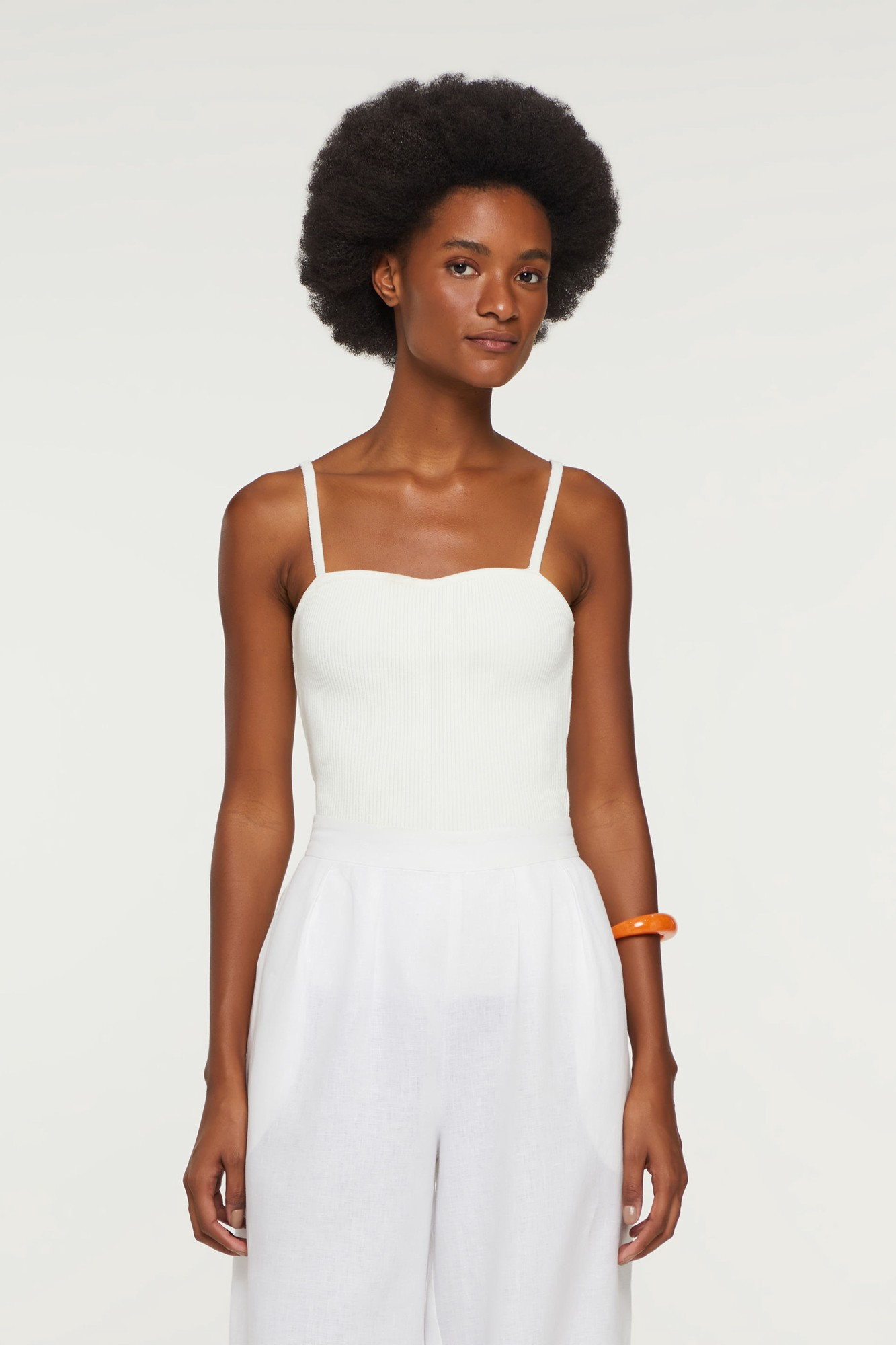 Top Com Alça Canelado Tricot Basic