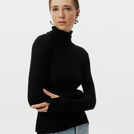 Blusa Ml Gola Alta De Rib Blusa Ml Gola Alta De Rib