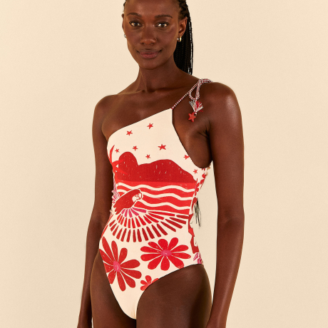Body Um Ombro Só Estampado Paraíso Carioca