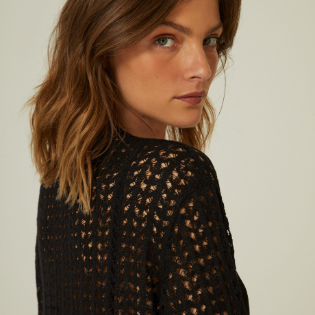 Cardigan Tricot Flamê Rendado
