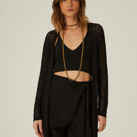 Cardigan Tricot Flamê Rendado