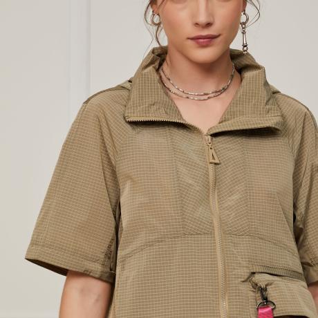 Jaqueta De Nylon Ripstop Com Bolsa
