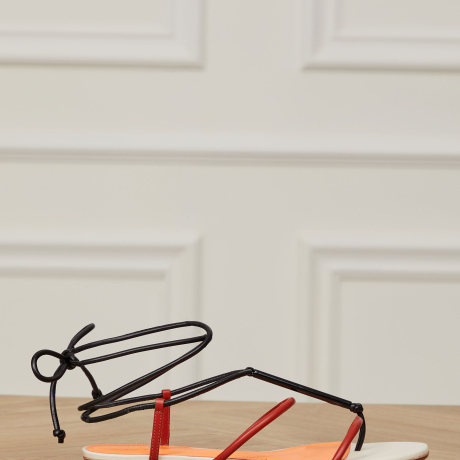 Rasteira De Couro Detalhe Metal Multicolor