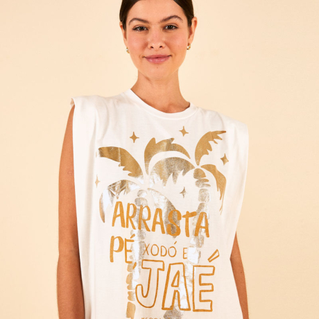 Regata Ombreira Estampada Arrasta Pé