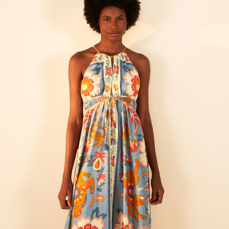 Vestido Cropped Estampado Festa De Onça