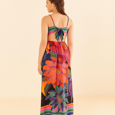 Vestido Cropped Estampado Florescente Lenço