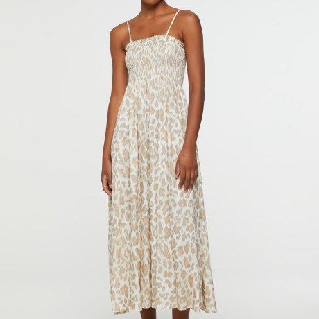 Vestido De Viscose Midi Onça Com Lastex