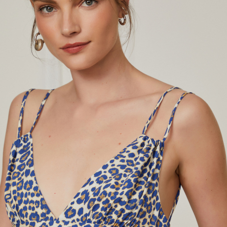 Vestido Longo Est Onça Classica Mazarine