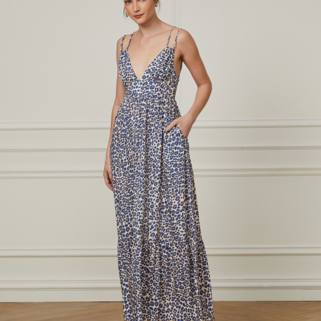 Vestido Longo Est Onça Classica Mazarine