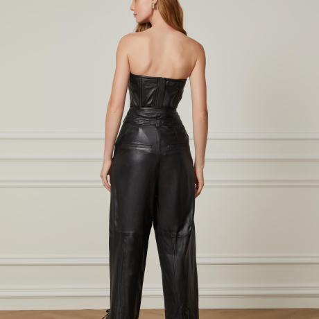 Calça De Couro Ampla Cos Duplo Calça De Couro Ampla Cos Duplo