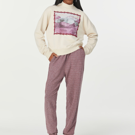 Calça De Malha Com Lurex