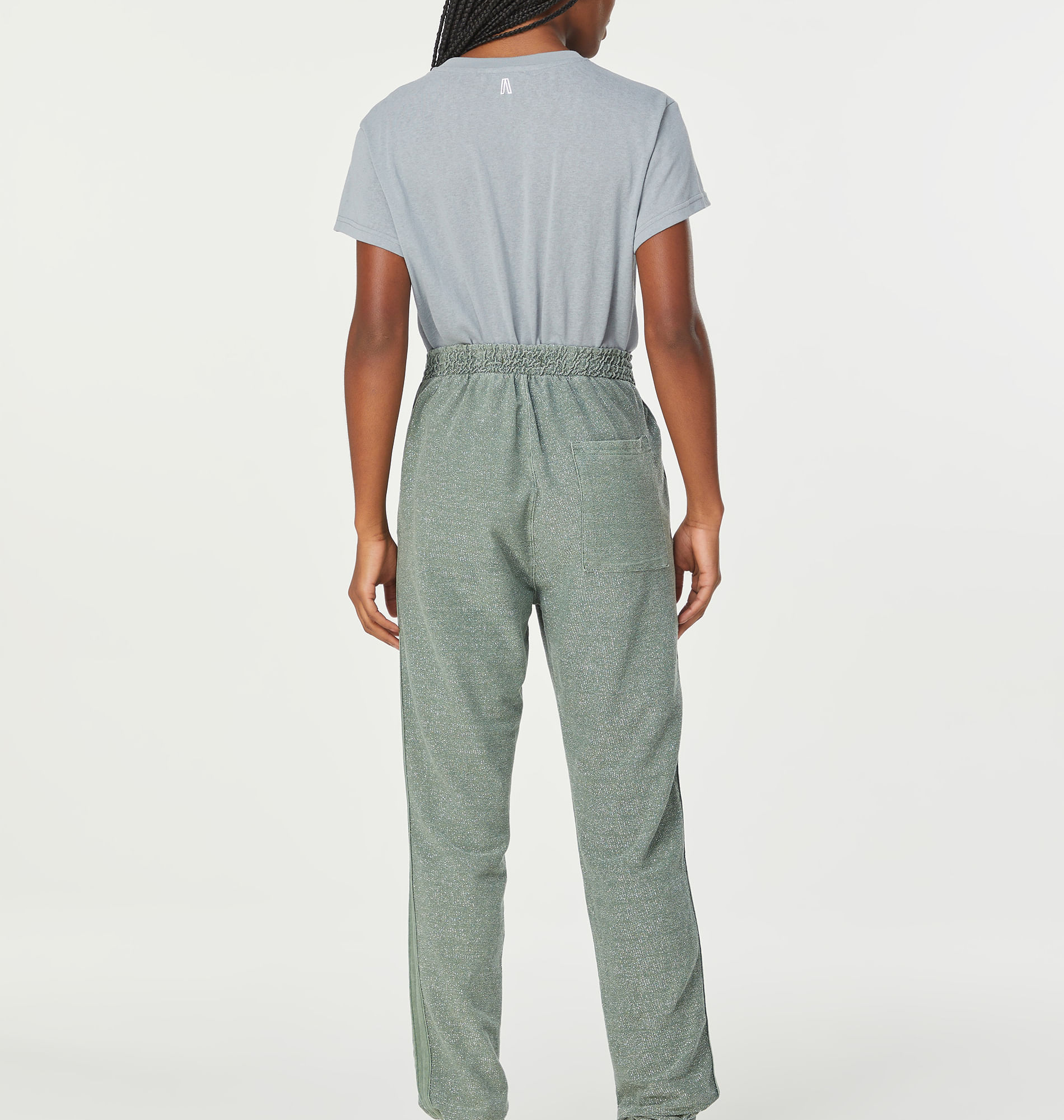 Calça De Malha Com Lurex