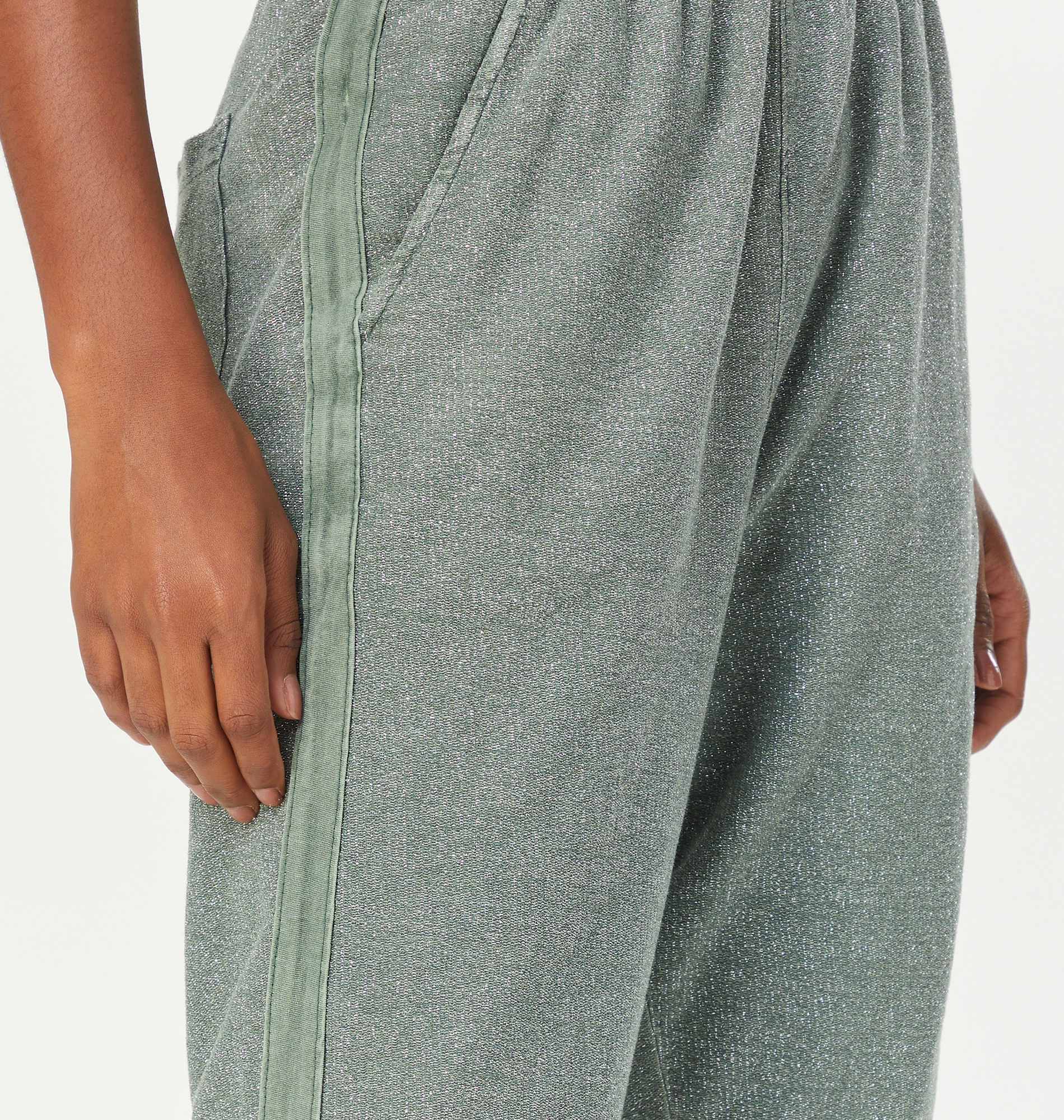 Calça De Malha Com Lurex