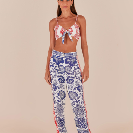 Top Estampado Jardim Romance Barrado