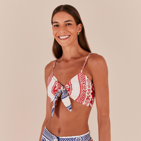 Top Estampado Jardim Romance Barrado