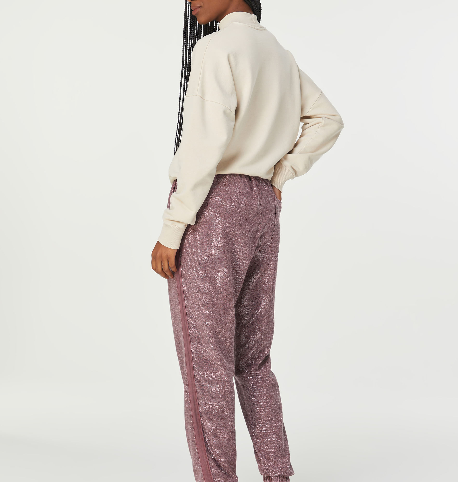 Calça De Malha Com Lurex