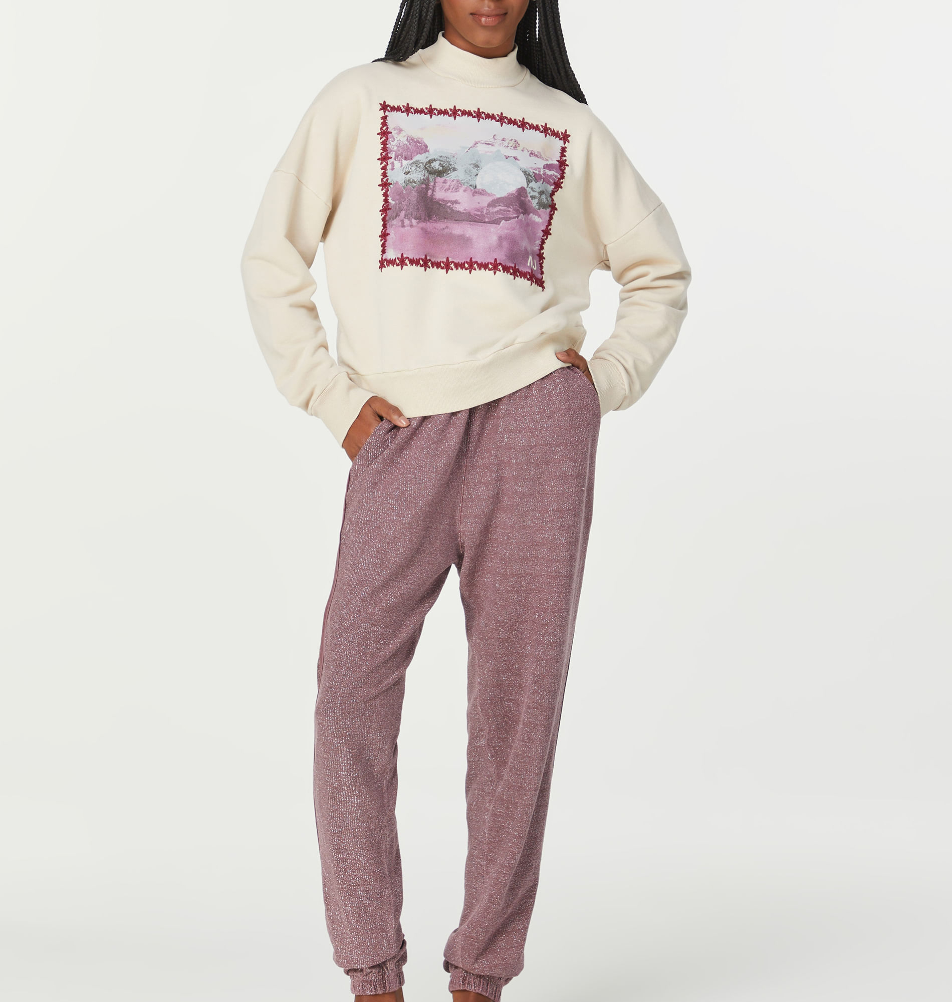 Calça De Malha Com Lurex