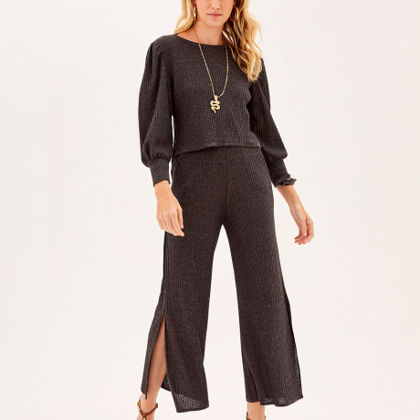 Calça Tricot Listra Com Brilho