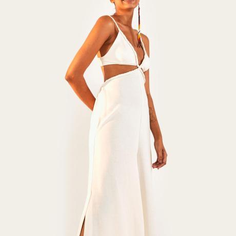 Macacao Cropped Decote Alcinhas Macacao Cropped Decote Alcinhas