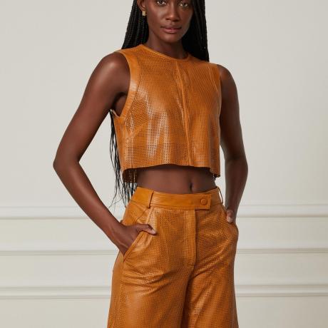 Top De Couro Cropped Vazado Top De Couro Cropped Vazado