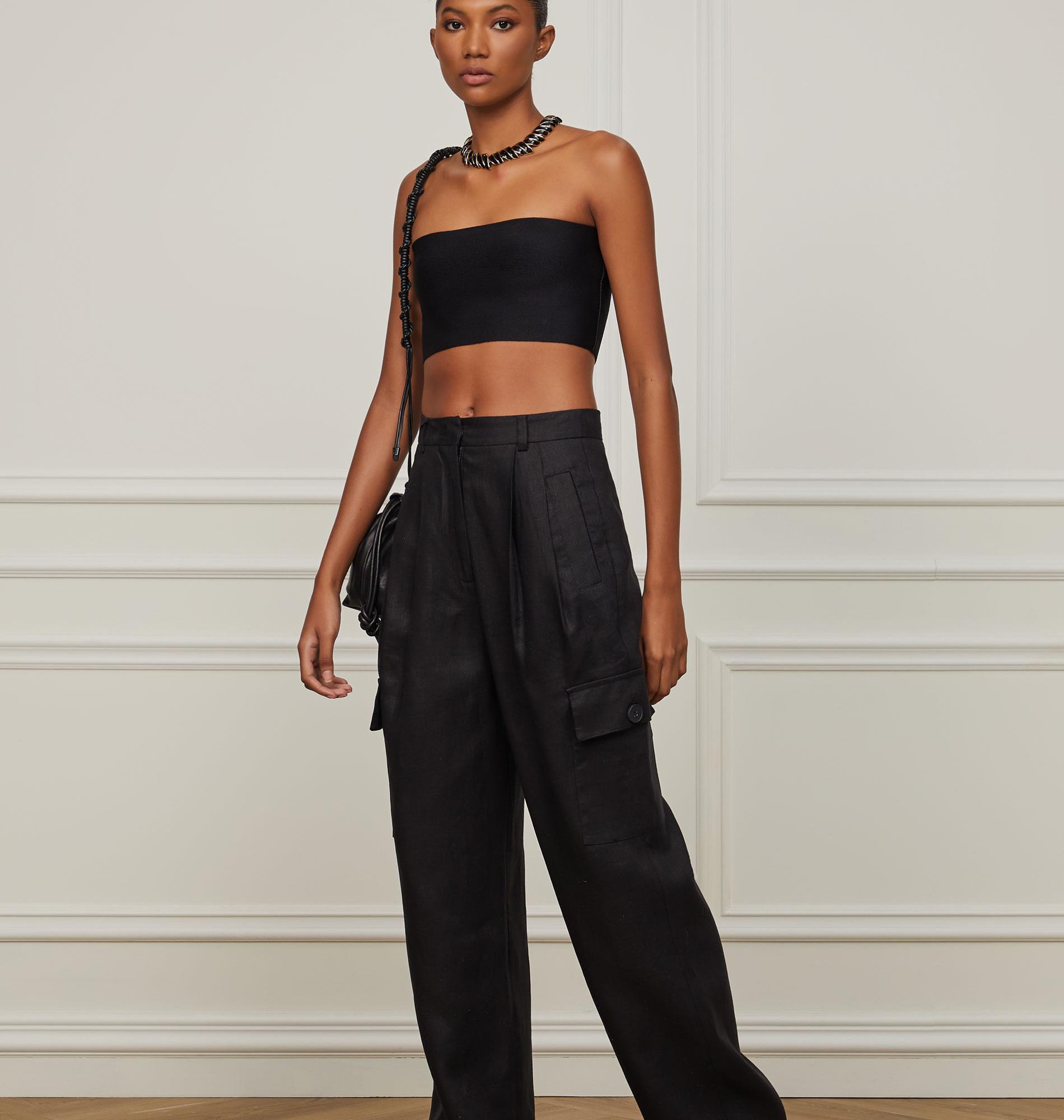 Top Estilo Faixa De Tricot Preto