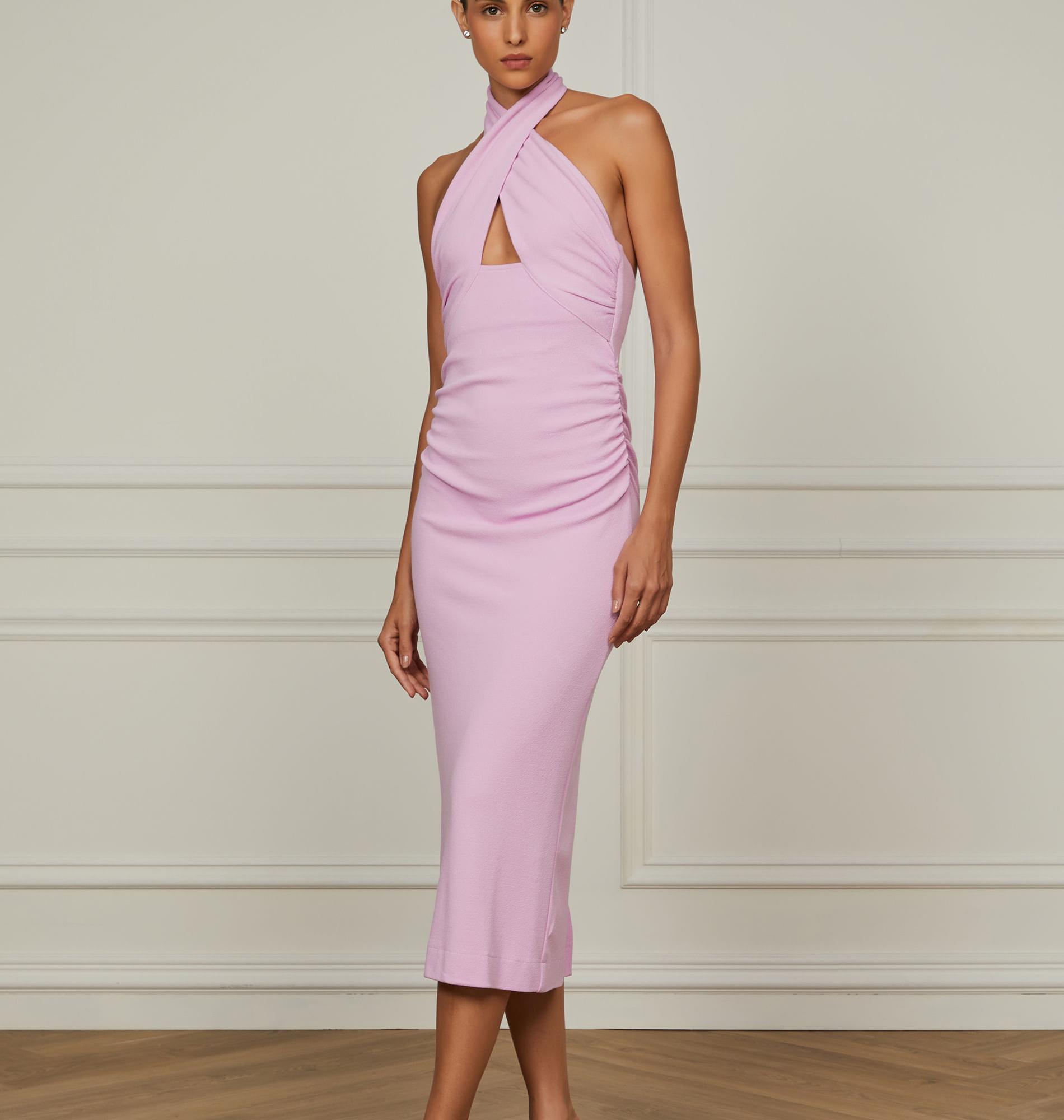 Vestido De Malha Frente Única Rosa Buque