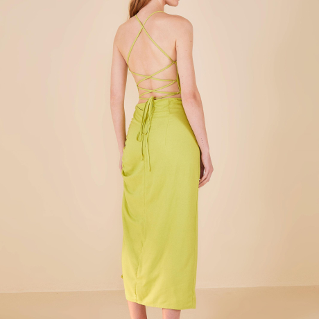 Vestido Midi Com Franzido