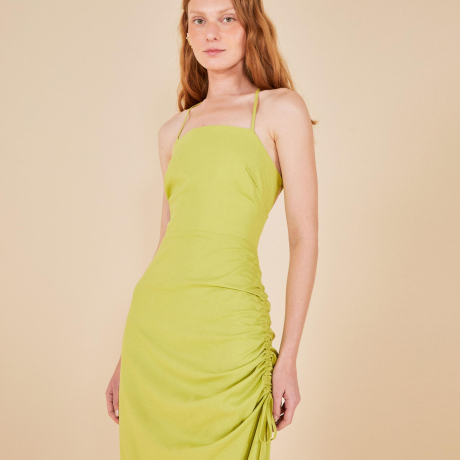 Vestido Midi Com Franzido